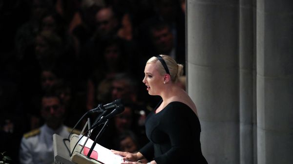 Meghan McCain delivers a eulogy during the funeral service for U.S. Sen. John McCain at the National Cathedral on September 1, 2018 in Washington, DC. Meghan McCain delivers a eulogy during the funeral service for U.S. Sen. John McCain at the National Cathedral on September 1, 2018 in Washington, DC. - Sputnik International
