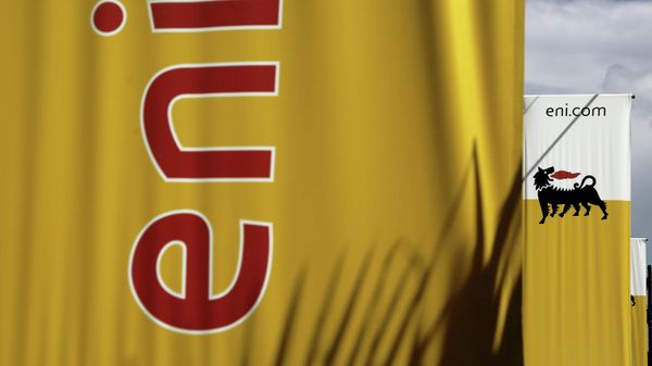 In this Friday, Feb. 23, 2018 file photo, an employee walks by banners with name and sign of energy firm Eni at Strovolos area in capital Nicosia, Cyprus.  - Sputnik International