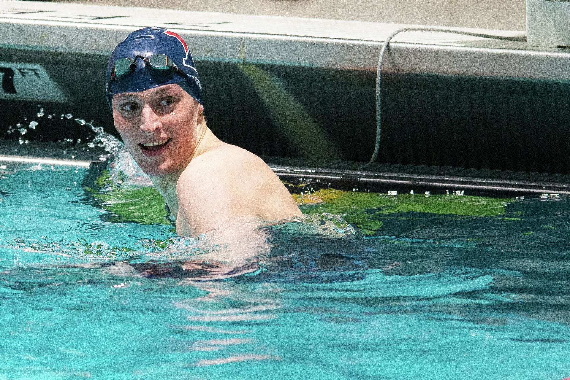 University of Pennsylvania swimmer Lia Thomas smiles after winning the 100 yard freestyle during the 2022 Ivy League Womens Swimming and Diving Championships at Blodgett Pool on February 19, 2022 in Cambridge, Massachusetts University of Pennsylvania swimmer Lia Thomas smiles after winning the 100 yard freestyle during the 2022 Ivy League Womens Swimming and Diving Championships at Blodgett Pool on February 19, 2022 in Cambridge, Massachusetts - Sputnik International, 1920, 24.03.2022