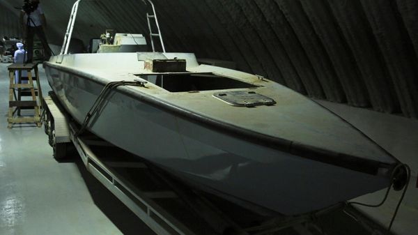 In this June 19, 2018 file photo, a boat that officials described as being a drone boat once loaded with explosives by Shiite rebels in Yemen, is on display at a military installation in the United Arab Emirates.  - Sputnik International