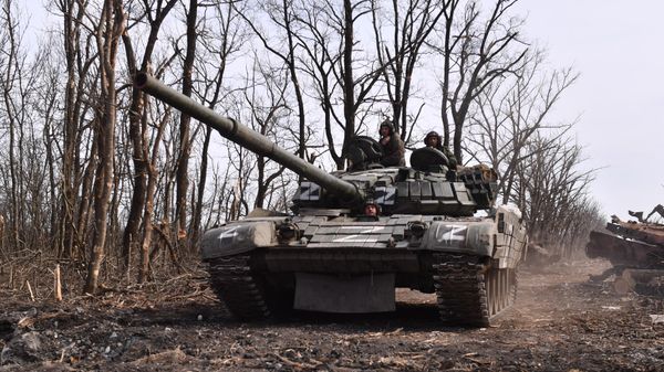 DPR forces on the T-64 tank - Sputnik International