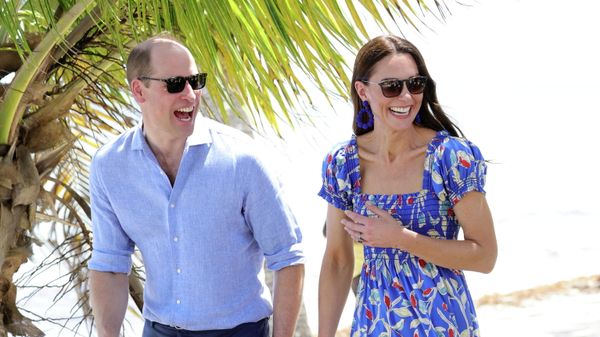 Britain's Prince William and Catherine, Duchess of Cambridge, laugh during their visit to Hopkins, a small village on the coast which is considered to be cultural centre of the Garifuna community in Belize, amid a tour of the Caribbean, March 20, 2022.  - Sputnik International