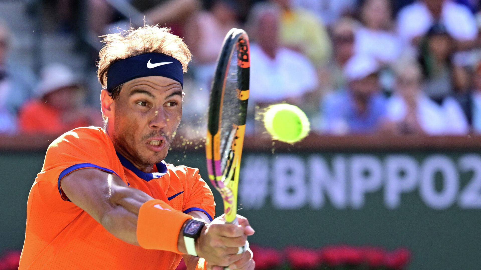Mar 20, 2022; Indian Wells, CA, USA; Rafael Nadal (ESP) hits a shot during the men’s final against Taylor Fritz (USA) at the BNP Paribas Open at the Indian Wells Tennis Garden Mar 20, 2022; Indian Wells, CA, USA; Rafael Nadal (ESP) hits a shot during the men’s final against Taylor Fritz (USA) at the BNP Paribas Open at the Indian Wells Tennis Garden - Sputnik International, 1920, 22.03.2022