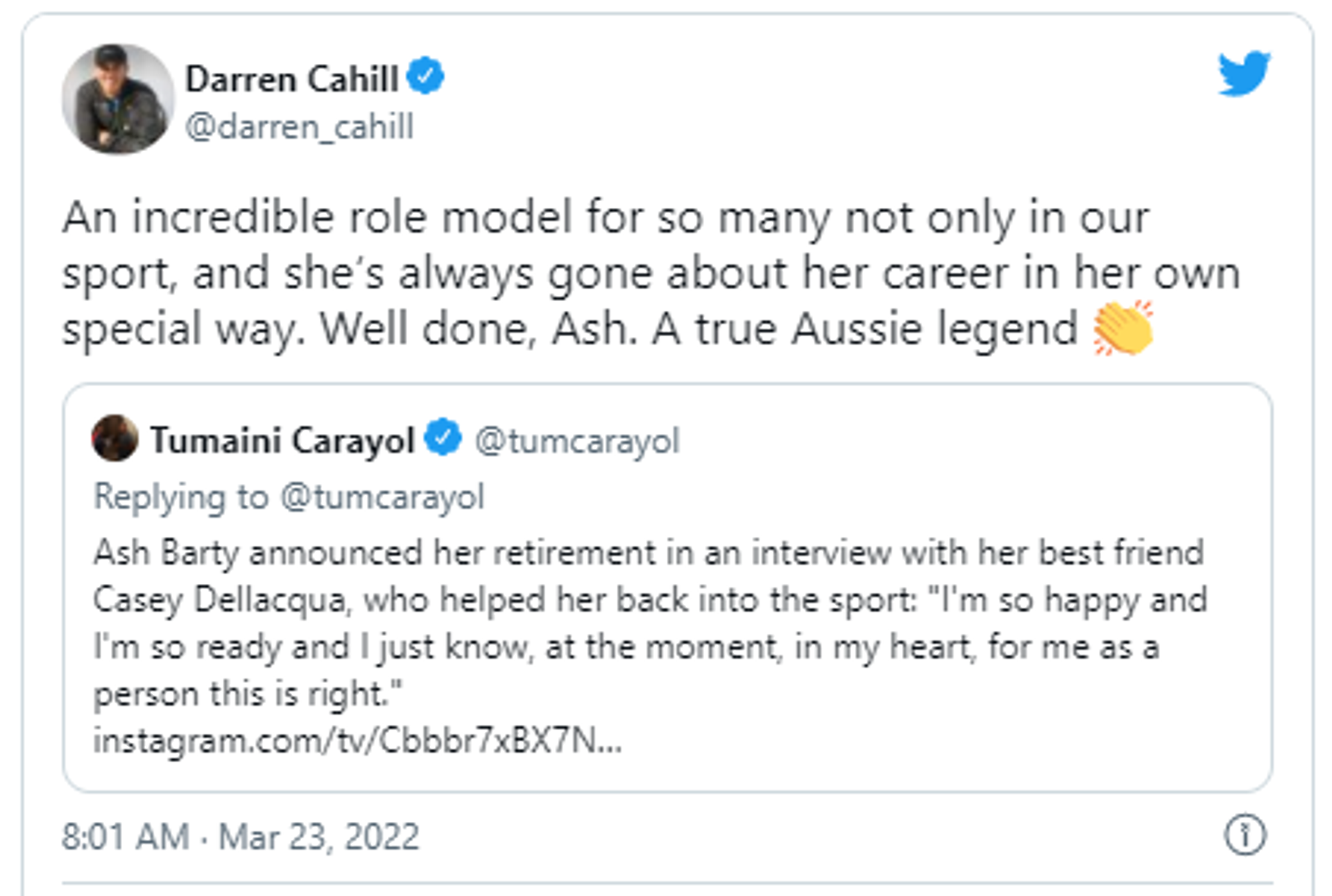 Darren Cahill tweet screenshot Darren Cahill tweet screenshot - Sputnik International, 1920, 23.03.2022