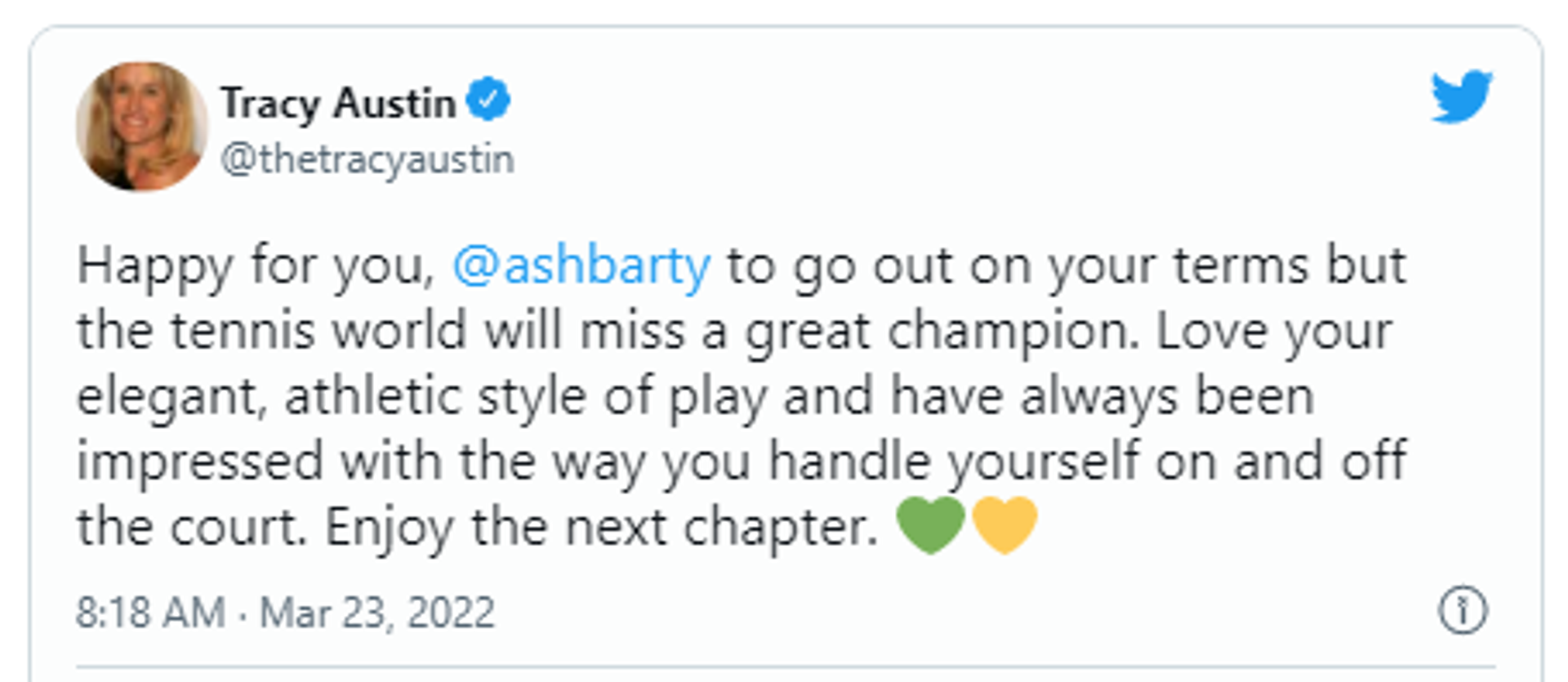 Tracy Austin tweet screenshot Tracy Austin tweet screenshot - Sputnik International, 1920, 23.03.2022