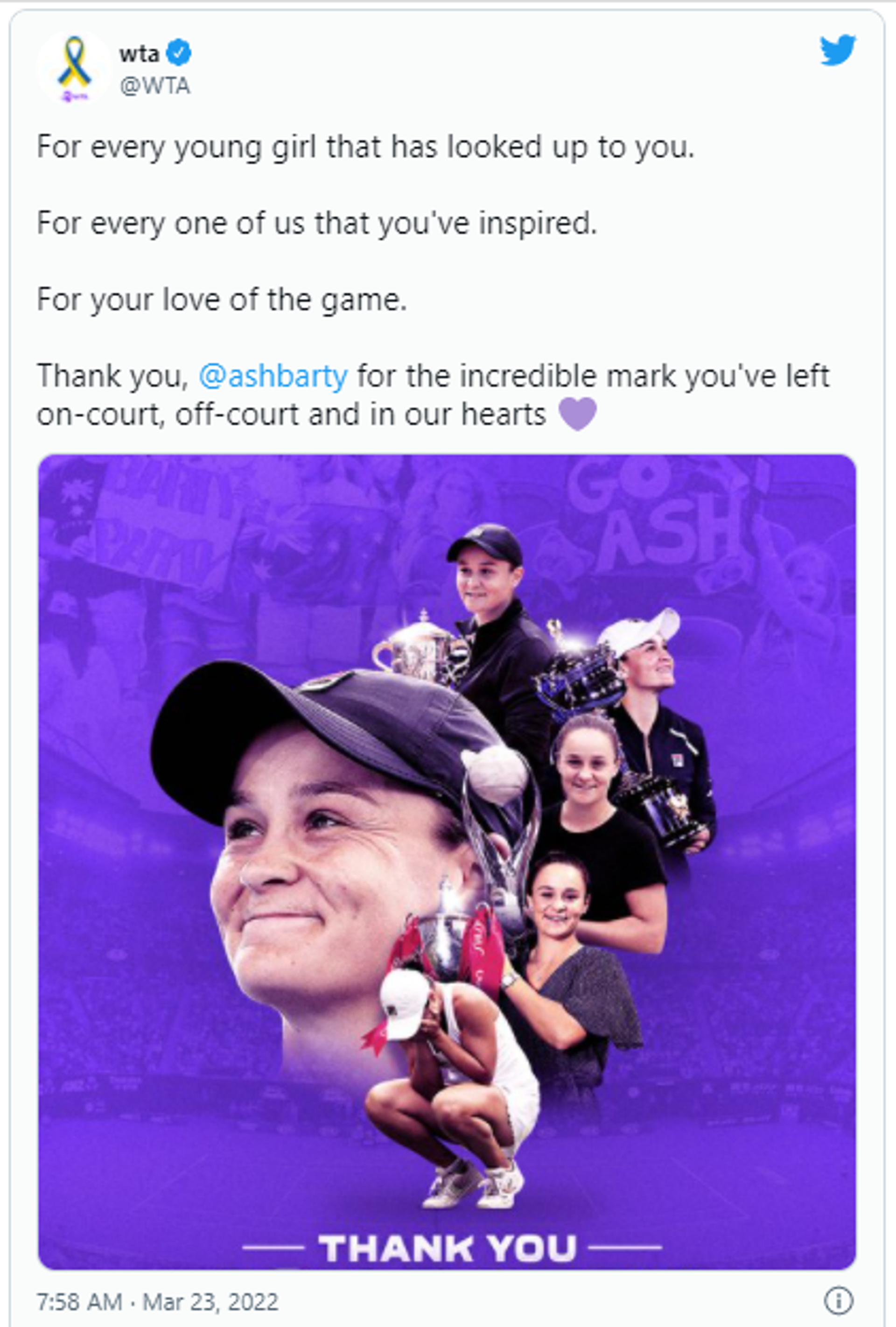 WTA tweet screenshot WTA tweet screenshot - Sputnik International, 1920, 23.03.2022
