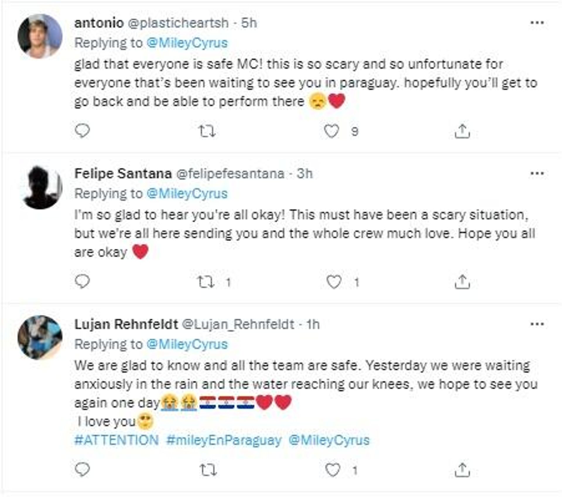 A screenshot of Twitter reactions to Miley Cyrus' emergency plane landing  - Sputnik International, 1920, 23.03.2022