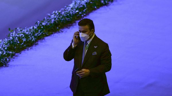 Inspector general at the United Arab Emirates interior ministry Maj. Gen. Ahmed Naser al-Raisi speaks on his cell phone during the first day of the Interpol annual assembly in Istanbul, Turkey, Tuesday, Nov. 23, 2021. - Sputnik International