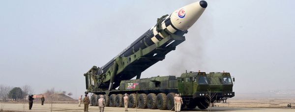 This picture taken on 24 March 2022 and released from North Korea's official Korean Central News Agency (KCNA) on 25 March 2022 shows what state media claims is a new type of Intercontinental Ballistic Missile (ICBM), the Hwasongpho-17 of North Korea's strategic forces in an undisclosed location in North Korea. - Sputnik International