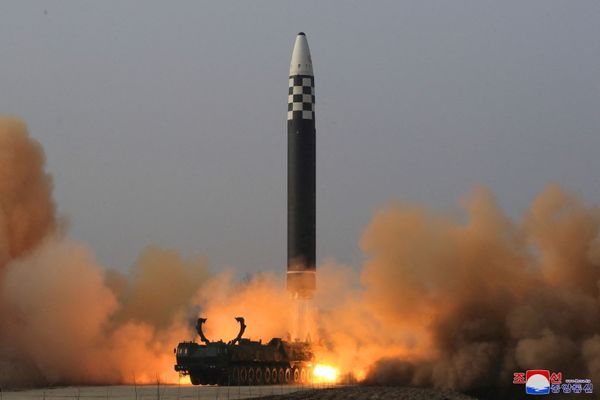 General view during the test-firing of what state media report is a North Korean "new type" of Intercontinental Ballistic Missile (ICBM) in this undated photo released on 24 March 2022 by North Korea's Korean Central News Agency (KCNA). - Sputnik International