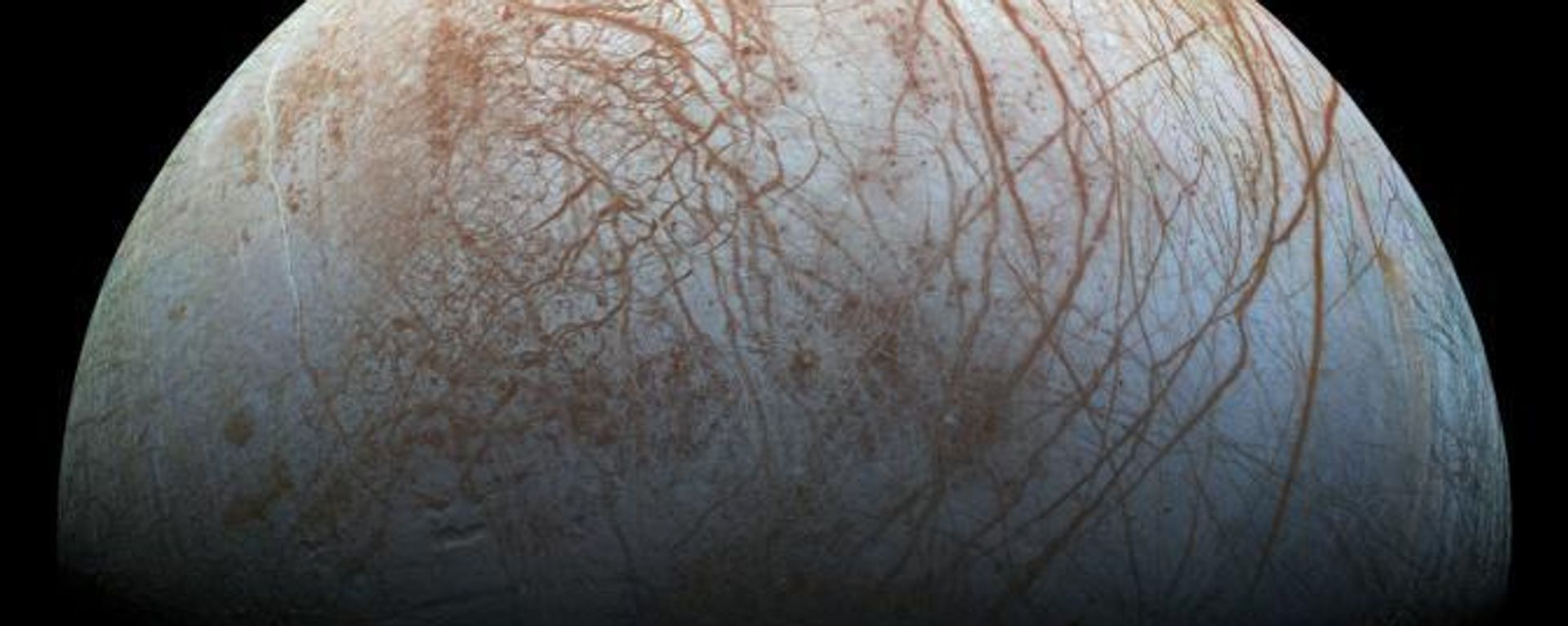 The puzzling, fascinating surface of Jupiter's icy moon Europa looms large in this newly-reprocessed color view, made from images taken by NASA's Galileo spacecraft in the late 1990s. This is the color view of Europa from Galileo that shows the largest portion of the moon's surface at the highest resolution. The puzzling, fascinating surface of Jupiter's icy moon Europa looms large in this newly-reprocessed color view, made from images taken by NASA's Galileo spacecraft in the late 1990s. This is the color view of Europa from Galileo that shows the largest portion of the moon's surface at the highest resolution. - Sputnik International, 1920, 22.09.2023