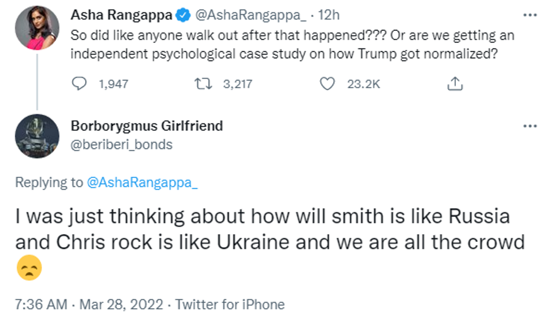 Tweet about Will Smith slapping Chris Rock at the Oscars - Sputnik International, 1920, 28.03.2022