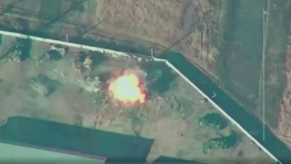 Russian Defence Ministry published a video of the defeat of Ukrainian armored vehicles in the parking lot - Sputnik International