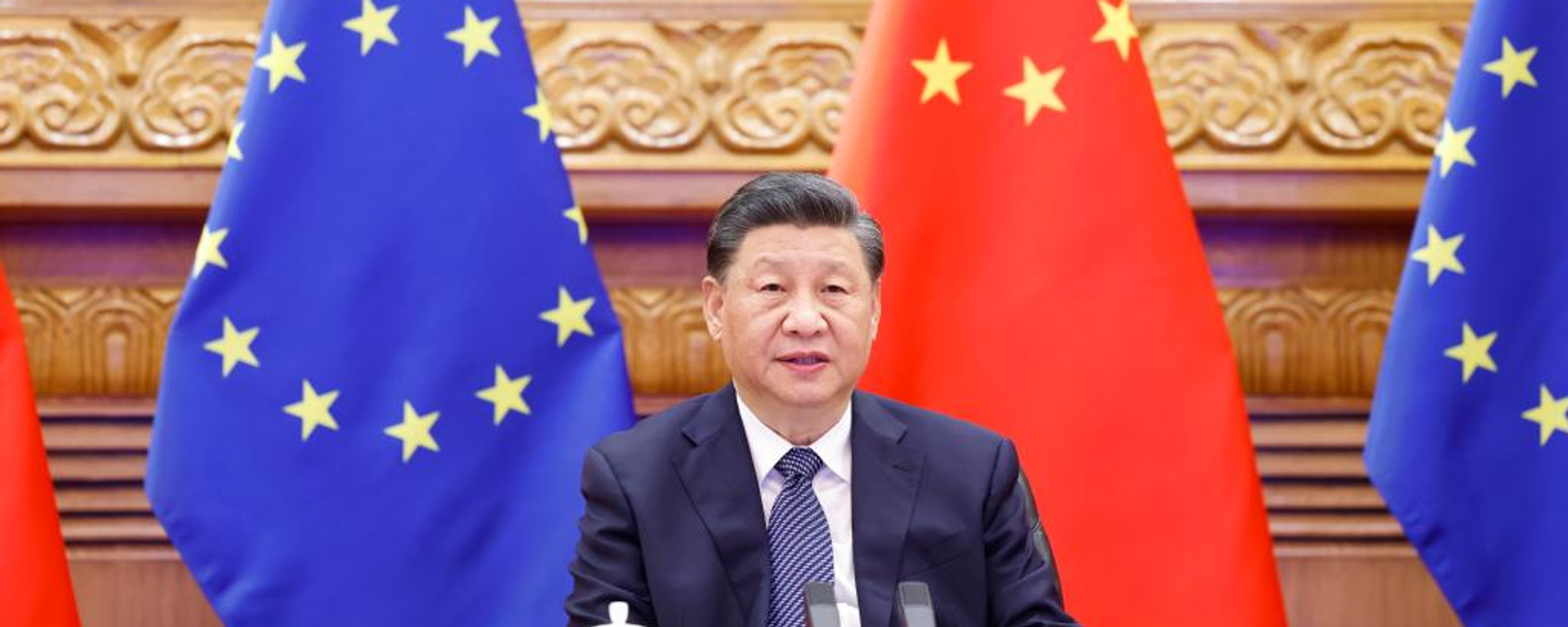 Chinese President Xi Jinping meets with European Council President Charles Michel and European Commission President Ursula von der Leyen via video link in Beijing, capital of China, April 1, 2022. - Sputnik International, 1920, 06.04.2023