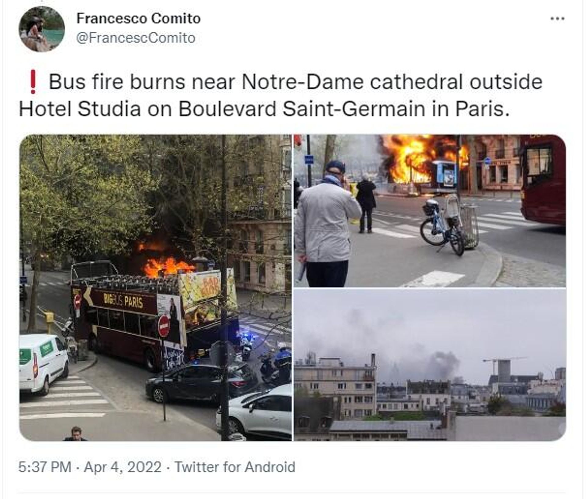 Photos from the alleged site of the fire - Francesco Comito (@FrancescComito) - Sputnik International, 1920, 04.04.2022