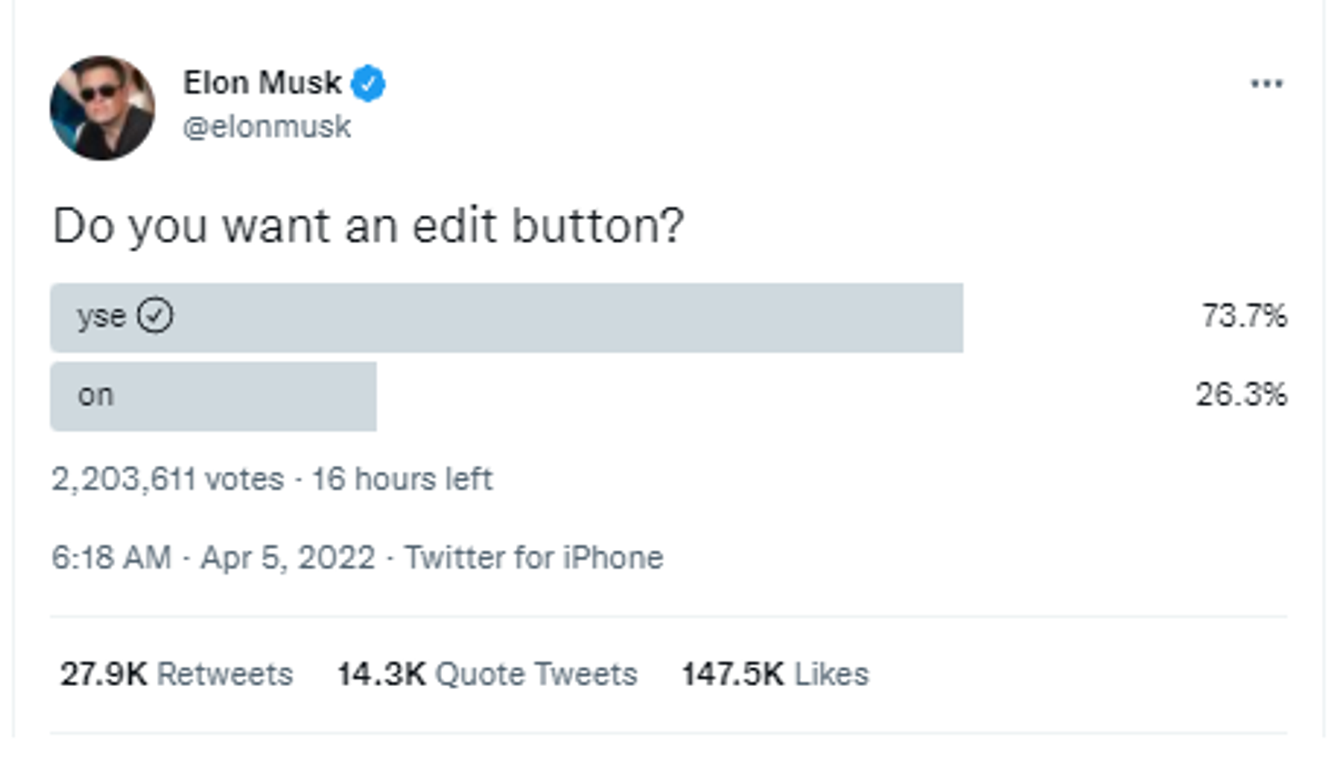 Screenshot of Twitter polls on having Edit button on microblogging site - Sputnik International, 1920, 05.04.2022