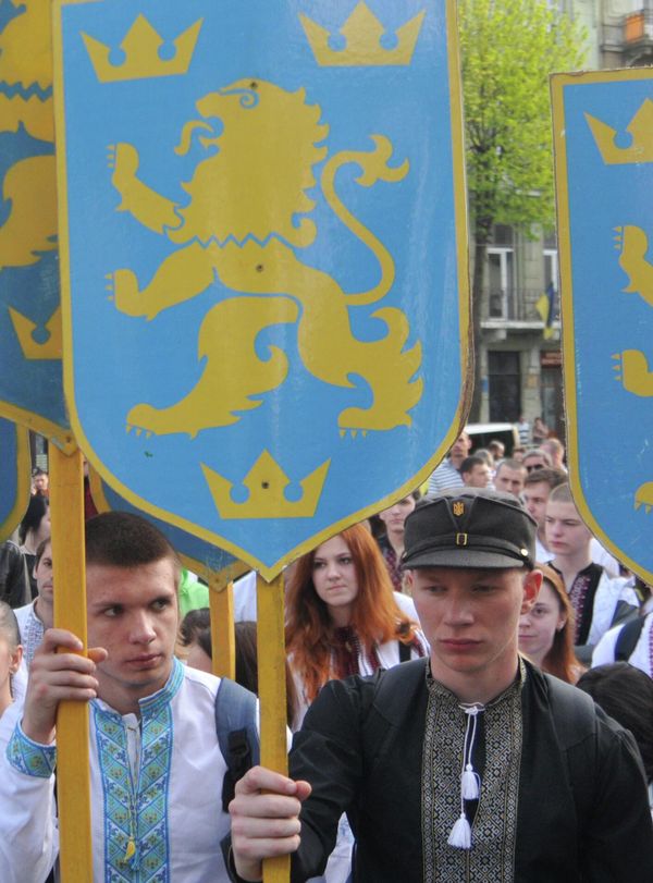 2014: Lvov. Participants of a march dedicated to the anniversary of the creation of the 14thSS-Volunteer Division Galicia. The fighting force took part in multiple punitive actions against civilians during the war. - Sputnik International