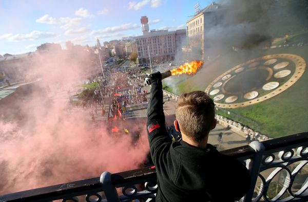 2020: Kiev. Participants of a march of nationalists dedicated to the anniversary of the creation of the Ukrainian Insurgent Army. - Sputnik International