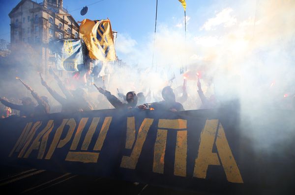 2020: Kiev. Participants of a march of nationalists dedicated to the creation of the Ukrainian Insurgent Army. - Sputnik International