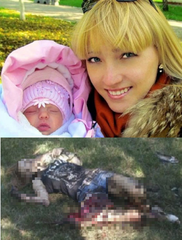 "The Madonna of Gorlovka" – Kristina Zhuk, a young woman, with her 10-month-old daughter Kira were killed on 27 July 2014, when the Ukrainian Armed Forces (UAF) shelled the streets of Gorlovka with Grad rocket launchers. Four children were killed that day, later dubbed the “Donetsk Bloody Sunday”. Among them was little Kira. She died in the arms of her mother, who was fleeing from UAF soldiers. Kira's grandmother could not immediately find her daughter and granddaughter. Kristina was lying dead on the grass of the town square, still cradling her daughter in her arms. - Sputnik International
