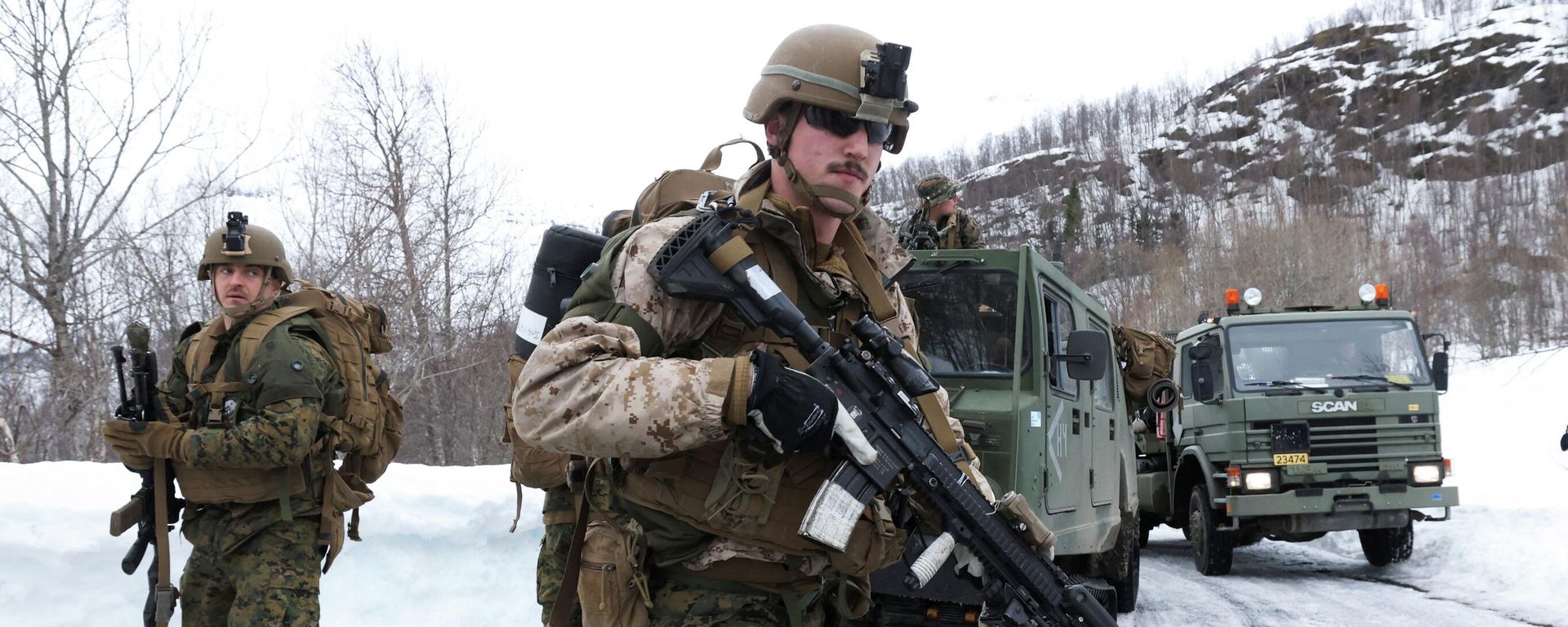 U.S. Marines participate in a military exercise called Cold Response 2022, gathering around 30,000 troops from NATO member countries plus Finland and Sweden, amid Russia's invasion of Ukraine, near Bjerkvik in the Arctic Circle, Norway, March 24, 2022 - Sputnik International, 1920, 11.04.2022