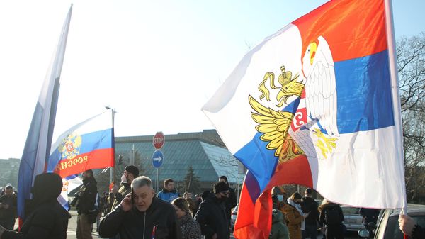 A rally in support of Russia in Serbia's Belgrade, 13 March 2022 - Sputnik International