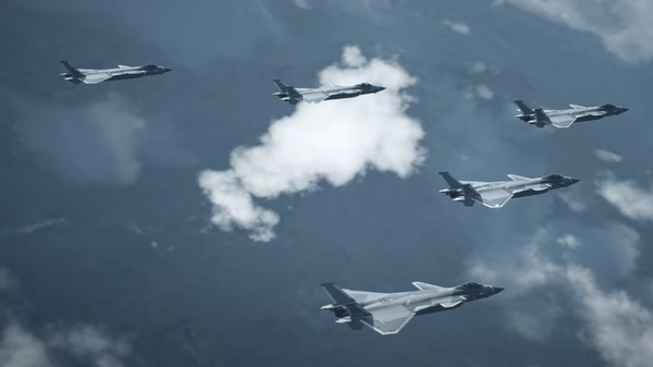 Chengdu J-20s flying in formation. Rendering by YouTuber 赵羽佳 - Sputnik International