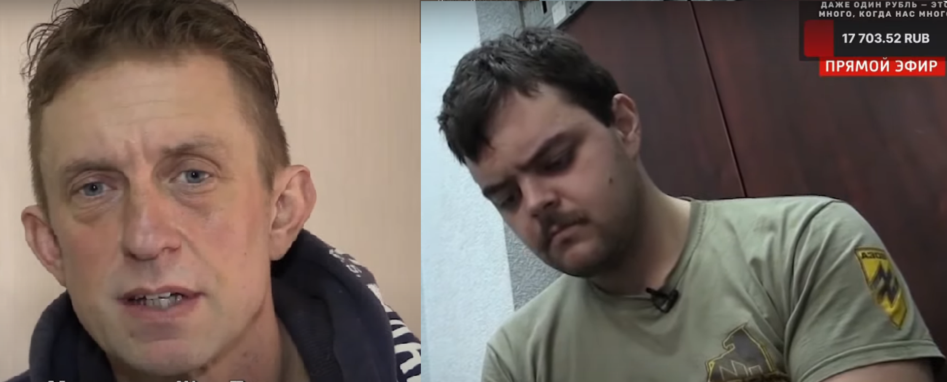 Captured British mercenaries Shawn Pinner and Aiden Aslin appeal to Prime Minister Boris Johnson to pressure Kiev to exchange them for detained Ukrainian opposition politician Viktor Medvedchuk. Screengrab from Russian television. - Sputnik International, 1920, 18.04.2022