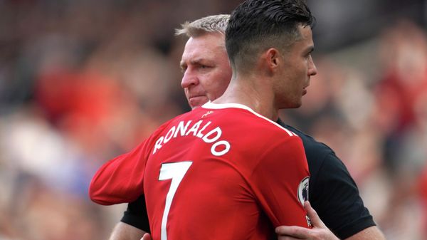 Norwich City's head coach Dean Smith, left, embraces Manchester United's Cristiano Ronaldo after the English Premier League soccer match between Manchester United and Norwich City at Old Trafford stadium in Manchester, England, Saturday, April 16, 2022.  - Sputnik International