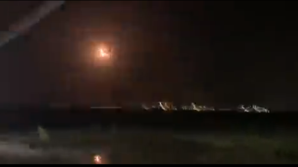 A screenshot from the video showing rockets allegedly fired at Erbil on May 1, 2022. - Sputnik International