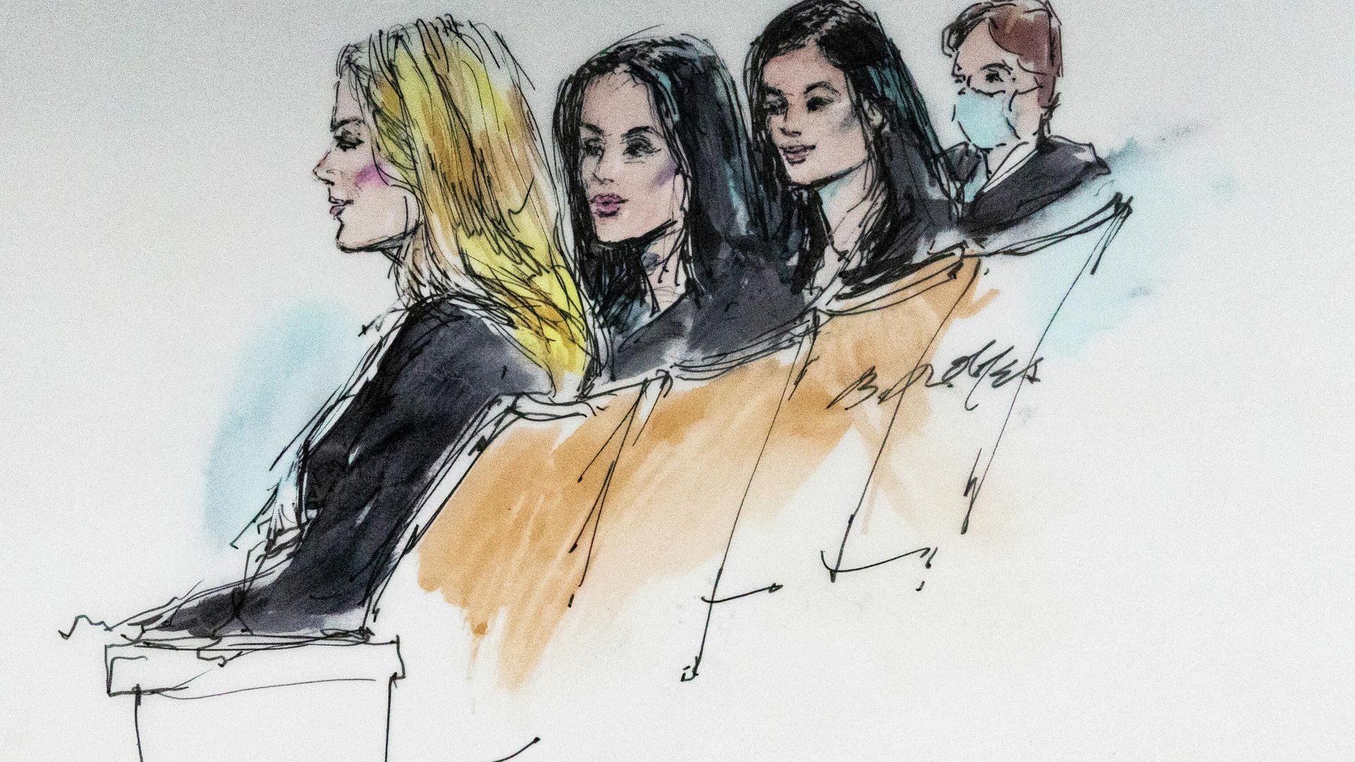 In this courtroom artist sketch, Khloe Kardashian, from left, Kim Kardashian, Kylie Jenner and Kris Jenner sit in court in Los Angeles, Tuesday, April 19, 2022. A jury has been seated in a trial that pits model and former reality television star Blac Chyna against the Kardashian family, who she alleges destroyed her TV career. In this courtroom artist sketch, Khloe Kardashian, from left, Kim Kardashian, Kylie Jenner and Kris Jenner sit in court in Los Angeles, Tuesday, April 19, 2022. A jury has been seated in a trial that pits model and former reality television star Blac Chyna against the Kardashian family, who she alleges destroyed her TV career. - Sputnik International, 1920, 03.05.2022