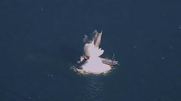 The Air Force Research Laboratory and Eglin Air Force Base’s Integrated Test Team demonstrated a new low-cost, air-delivered capability for defeating maritime threats April 28, 2022, that successfully destroyed a full-scale surface vessel in the Gulf of Mexico. - Sputnik International
