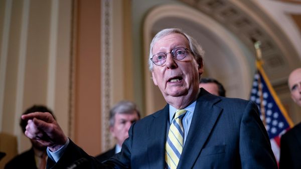 Senate Minority Leader Mitch McConnell, R-Ky., joined by the GOP leadership, meets with reporters at the Capitol in Washington, Tuesday, May 3, 2022. Reacting to reports that the Supreme Court could overturn the landmark 1973 Roe v. Wade case, McConnell said the leak should be investigated and punished to the fullest extent possible.  - Sputnik International