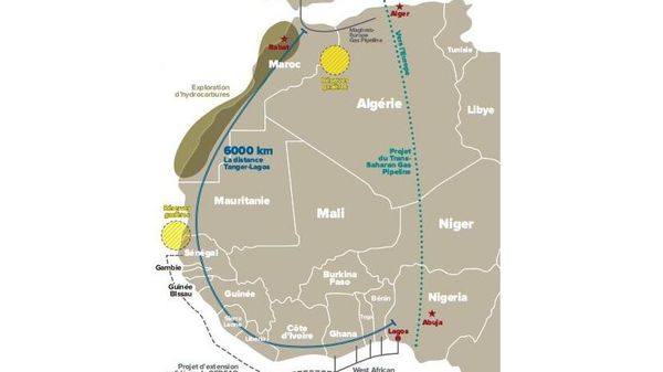 Map of proposed Nigeria-Morocco gas pipeline. - Sputnik International