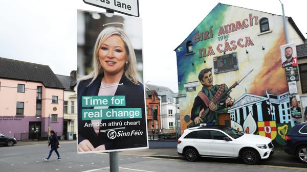A Sinn Fein election poster hangs from a lamp post in West Belfast, Northern Ireland, Tuesday, May 3, 2022 - Sputnik International