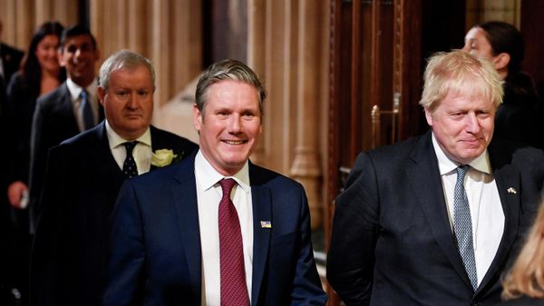 Britain's Prime Minister Boris Johnson, right, and British Labour Party opposition leader Keir Starmer proceed through the Members' Lobby for the State Opening of Parliament Britain's Prime Minister Boris Johnson, right, and British Labour Party opposition leader Keir Starmer proceed through the Members' Lobby for the State Opening of Parliament - Sputnik International