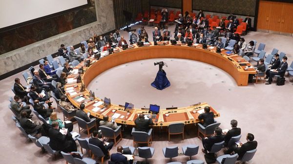 The United Nations Security Council meets concerning North Korea's test-firing of an intercontinental ballistic missile, Friday March 25, 2022 at U.N. headquarters. - Sputnik International