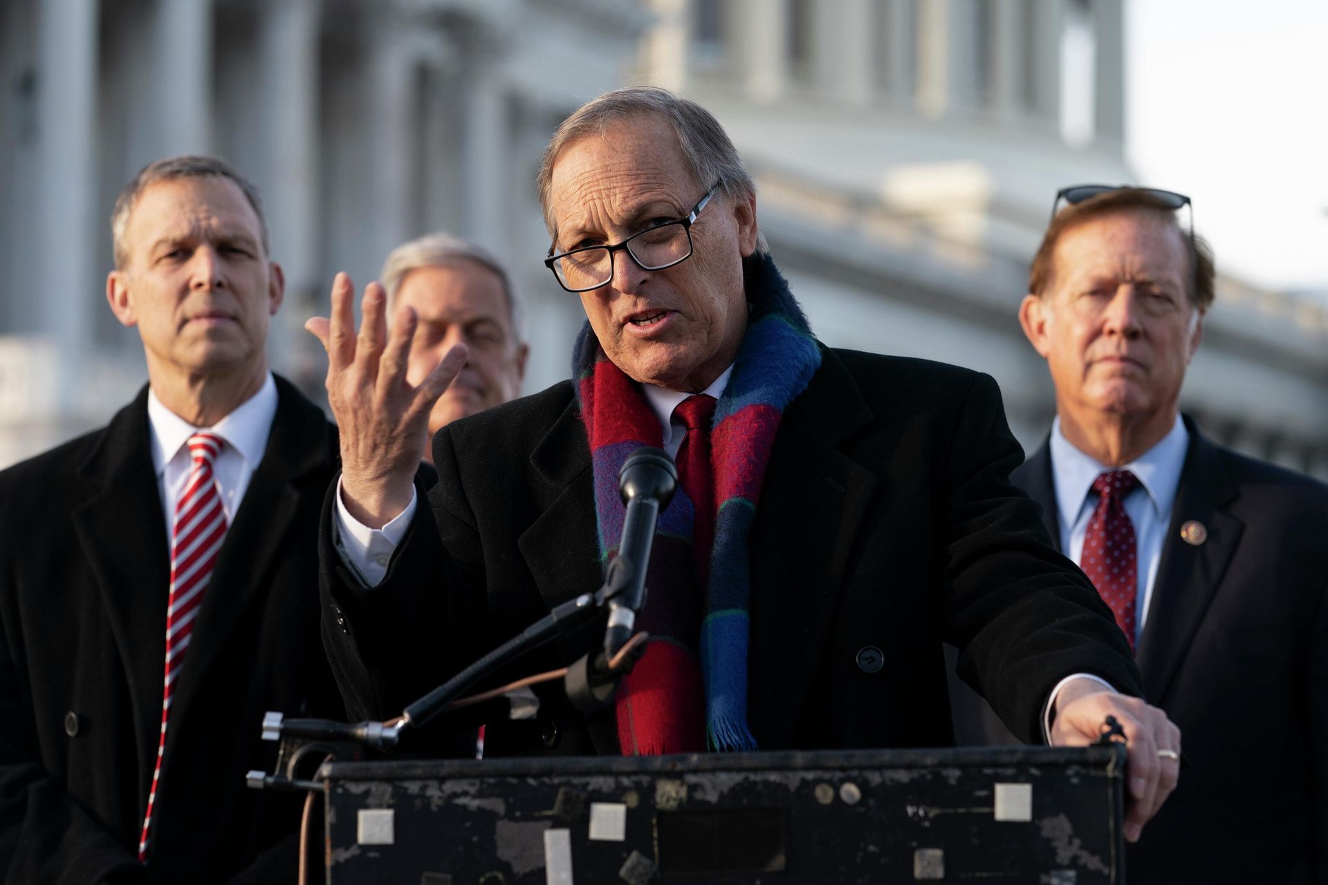 Freedom Caucus chairman Rep. Andy Biggs, R-Ariz., center, speaks next to Rep. Scott Perry, R-Pa., left, and Randy Weber, R-Texas, right, on Capitol Hill, Thursday, Dec. 3, 2020, in Washington. Freedom Caucus chairman Rep. Andy Biggs, R-Ariz., center, speaks next to Rep. Scott Perry, R-Pa., left, and Randy Weber, R-Texas, right, on Capitol Hill, Thursday, Dec. 3, 2020, in Washington. - Sputnik International, 1920, 12.05.2022