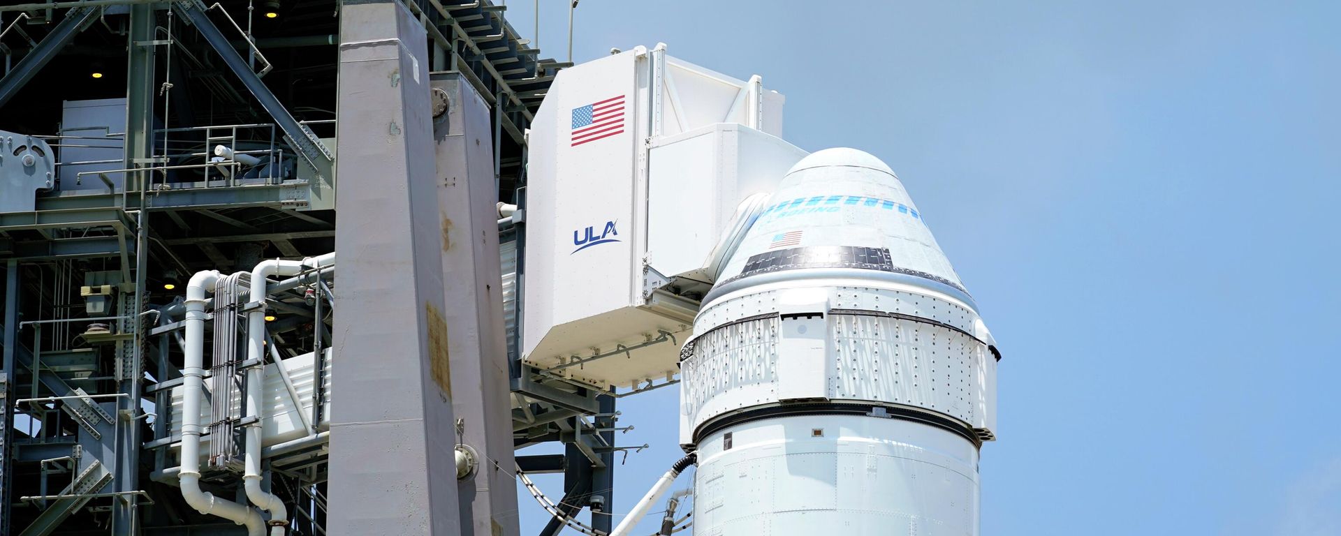 Boeing's CST-100 Starliner spacecraft sits atop a United Launch Alliance Atlas V rocket, on Space Launch Complex 41 at the Cape Canaveral Space Force Station ready for the second un-piloted test flight to the International Space Station, Thursday, July 29, 2021, in Cape Canaveral, Fla. - Sputnik International, 1920, 10.07.2024