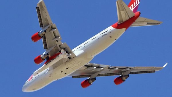 In this Jan. 17, 2021, file photo, Virgin Orbit Boeing 747-400 rocket launch platform takes off from Mojave Air and Space Port, Mojave (MHV) on its second orbital launch demonstration of LauncherOne rocket in the Mojave Desert, north of Los Angeles.  - Sputnik International