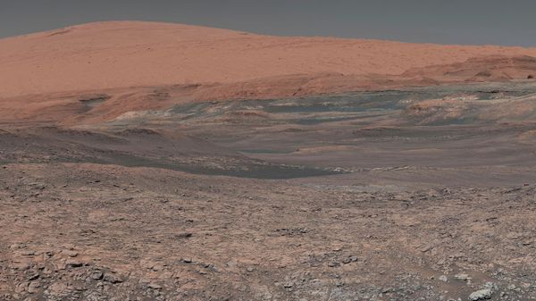 This image provided by NASA, assembled from a series of January 2018 photos made by the Mars Curiosity rover, shows an uphill view of Mount Sharp, which Curiosity had been climbing. - Sputnik International