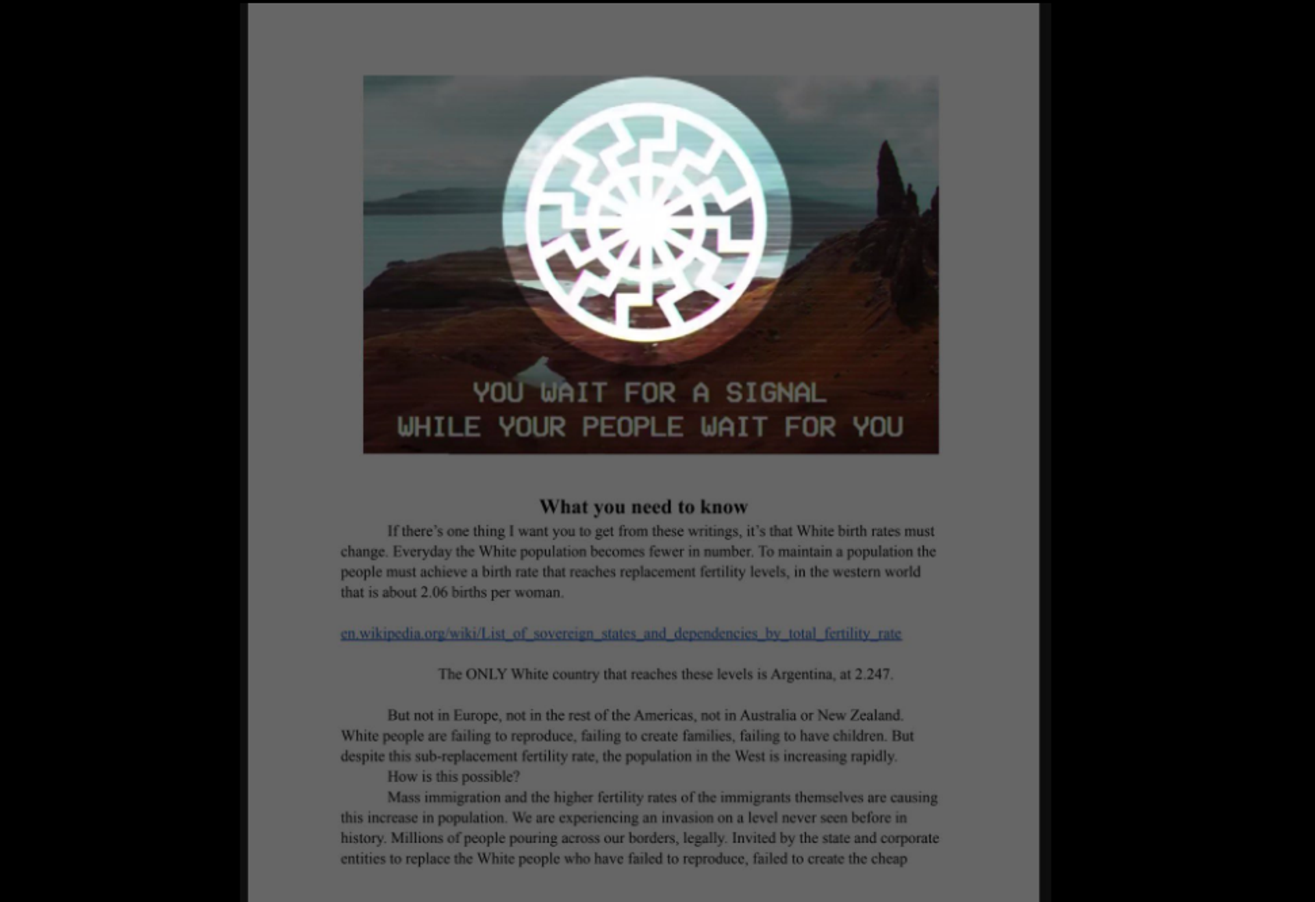 A screenshot of a tweet, showing a manifesto, purportedly written by the Buffalo shooter. It is featuring the Black Sun' symbol, used by the Neo-Nazis. - Sputnik International, 1920, 15.05.2022