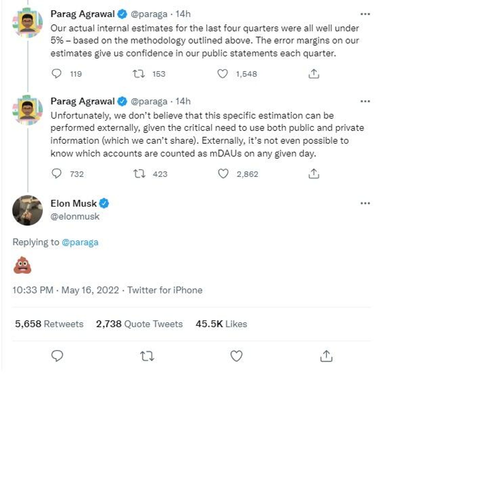 Elon Musk sends a poop emoji to Twitter CEO Elon Musk sends a poop emoji to Twitter CEO - Sputnik International, 1920, 17.05.2022