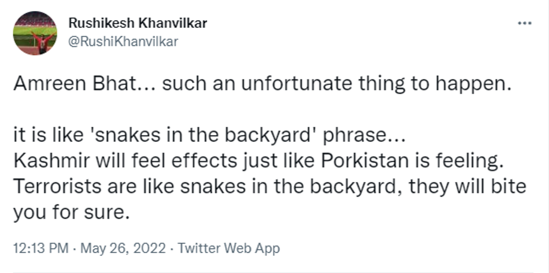 A Twitter User Terms Killing of Amreen Bhat as Unfortunate - Sputnik International, 1920, 26.05.2022