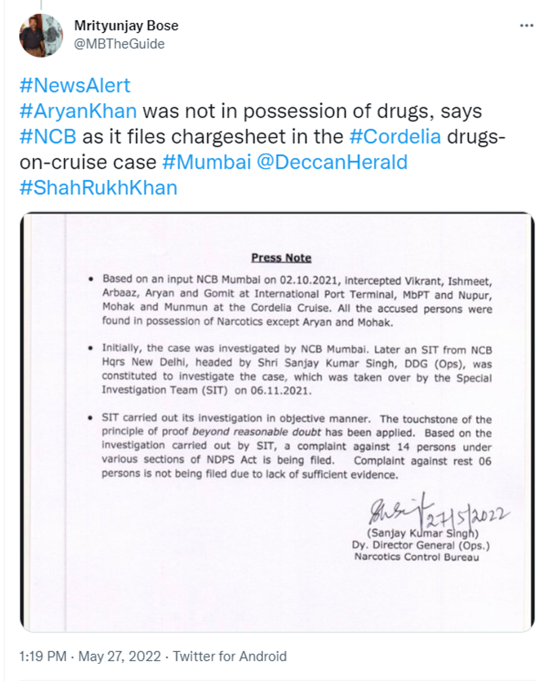  Bollywood Superstar Shah Rukh Khan's Son Aryan Khan Gets Clean Chit in Cruise Drug Bust Scandal - Sputnik International, 1920, 27.05.2022