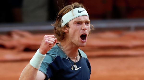 Russia's Andrey Rublev clenches his fist after winning the fourth set against Croatia's Marin Cilic during their quarterfinal match at the French Open tennis tournament in Roland Garros stadium in Paris, France, Wednesday, June 1, 2022 Russia's Andrey Rublev clenches his fist after winning the fourth set against Croatia's Marin Cilic during their quarterfinal match at the French Open tennis tournament in Roland Garros stadium in Paris, France, Wednesday, June 1, 2022 - Sputnik International