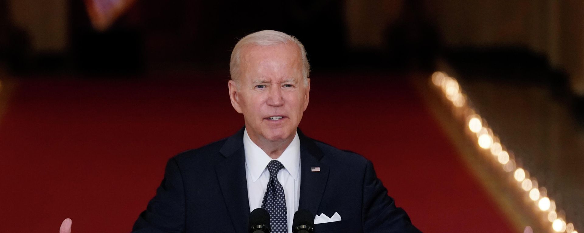 President Joe Biden speaks about the latest round of mass shootings, from the East Room of the White House in Washington, Thursday, June 2, 2022. Biden is attempting to increase pressure on Congress to pass stricter gun limits after such efforts failed following past outbreaks. President Joe Biden speaks about the latest round of mass shootings, from the East Room of the White House in Washington, Thursday, June 2, 2022. Biden is attempting to increase pressure on Congress to pass stricter gun limits after such efforts failed following past outbreaks. - Sputnik International, 1920, 14.06.2022