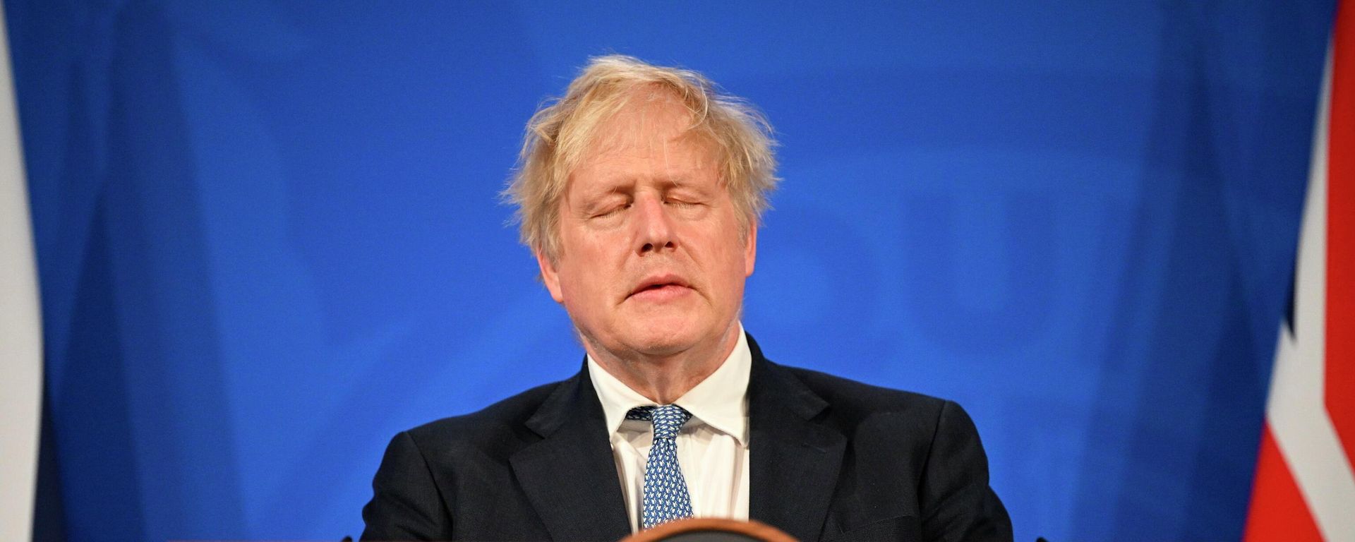FILE - Britain's Prime Minister Boris Johnson speaks during a press conference in Downing Street, London, Wednesday, May 25 2022, following the publication of Sue Gray's report into Downing Street parties in Whitehall FILE - Britain's Prime Minister Boris Johnson speaks during a press conference in Downing Street, London, Wednesday, May 25 2022, following the publication of Sue Gray's report into Downing Street parties in Whitehall - Sputnik International, 1920, 07.06.2022