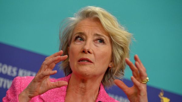 British actress Emma Thompson addresses the press conference for the film 'Good Luck to You, Leo Grande' by Australian director Sophie Hyde, presented in the Berlinale Special Gala section, during the 72nd Berlinale Film Festival in Berlin on February 12, 2022. - Sputnik International