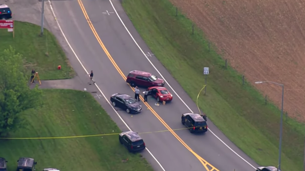 Screenshot captures aftermath of the mass shooting that unfolded at a machine plant in Smithsburg, Maryland, on June 9, 2022. - Sputnik International